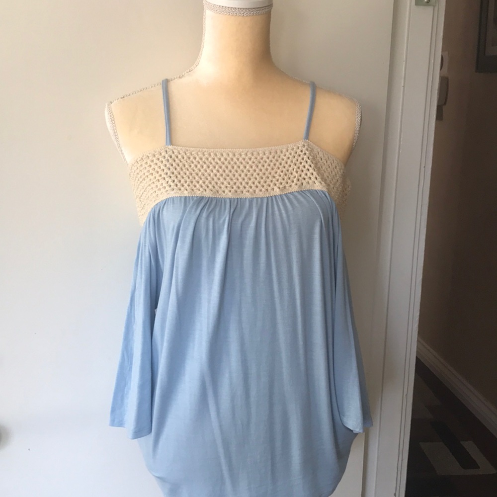Baby blue off the shoulder cotton top